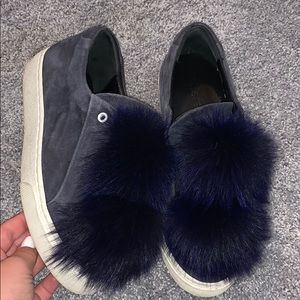Navy Sneaker/Slides w/ Pom Pom Front